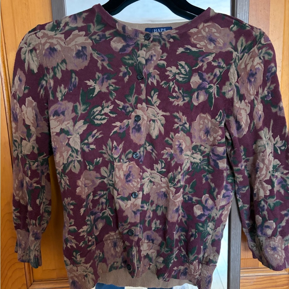 Vintage chaps floral cardigan in size Small